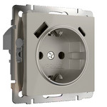 Розетка с заземлением, шторками и USB Type A+С 16A/3А/250В, винтовой зажим Werkel, дымчатый, Werkel