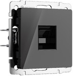 Интернет розетка одинарная 5 категории RJ-45 Werkel, черный акрил, Werkel