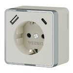 Розетка с заземлением, шторками и USB Type A+С 16A/3А/250В, винтовой зажим Werkel, слоновая кость, Werkel